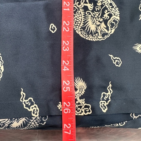 100% Silk Mens Blue Silver Polo Dragon Satin Button Front Shirt, 46” chest XXL - Picture 8 of 8